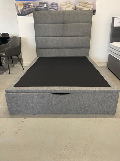 'Indulgence' Grey Fabric Ottoman Bed Frame & Firm Mattress Package - Available In 4'6ft Double or 5ft King