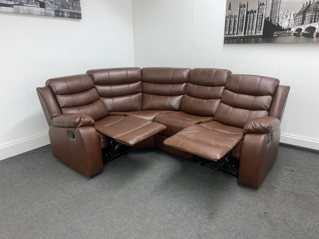 Landos Modular Recliner Brown Leather Corner Sofa Sofas