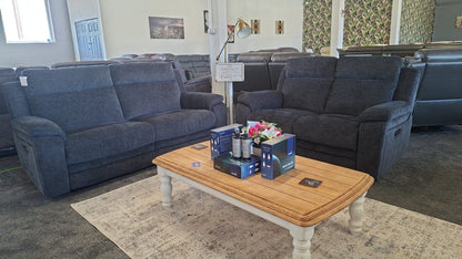 DFS Barratt Clearance -  Electric Reclining 3 Seater + 2 Seater Sofa Set in Charcoal Grey Fabric With USB Charging Ports (Copy)
