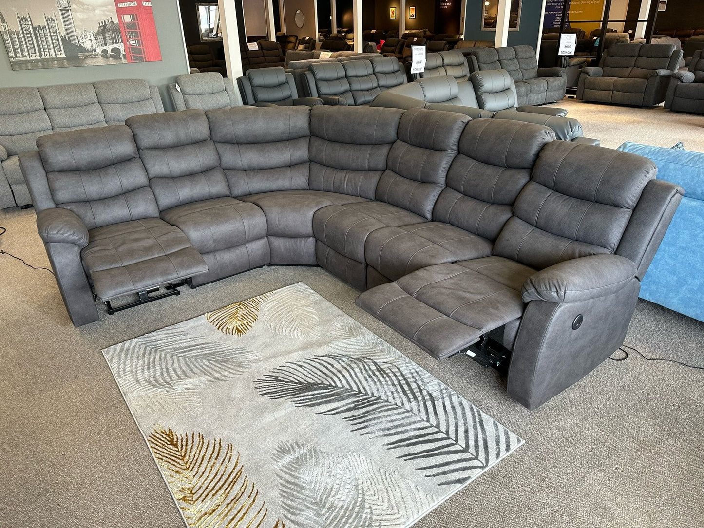 "Willow" Dark Grey Easy Clean Fabric Large 3C2 Recliner Modular Corner Sofa | Couch |