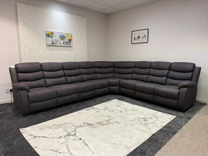"Willow" Dark Grey Fabric 4C3 Recliner Corner Sofa | 2 x Drinks Tray Tables | Easy Clean Fabric | Modular