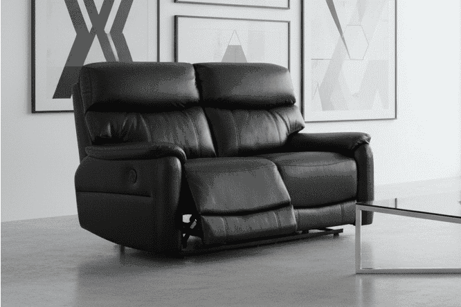 DFS Black Milano Leather Electric / Power Reclining 2 Seater Sofa Suite Set With USB Charging Ports