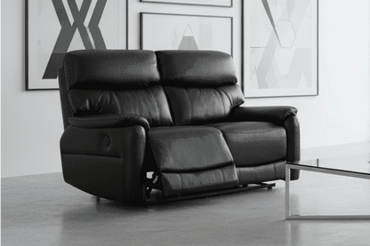 DFS Black Milano Leather Electric / Power Reclining 2 Seater Sofa Suite Set With USB Charging Ports