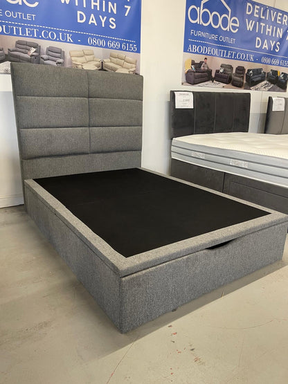 'Indulgence' Grey Fabric Ottoman Bed Frame & Firm Mattress Package - Available In 4'6ft Double or 5ft King