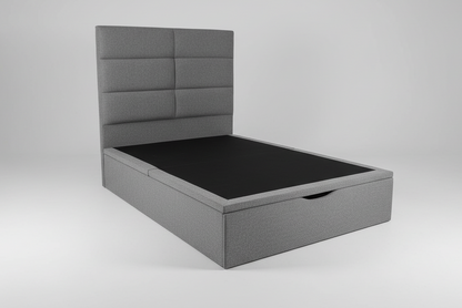 'Indulgence' Grey Fabric Ottoman Bed Frame & Firm Mattress Package - Available In 4'6ft Double or 5ft King
