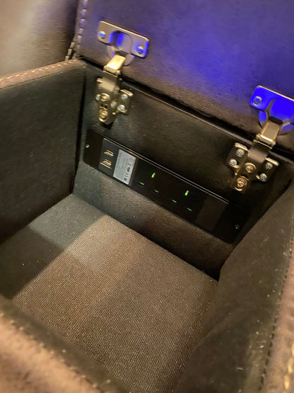 Cinema LHF Corner Sofa | Power Headrests | Drinks Coolers | Wireless Charging | Bluetooth Speakers | Express Smart Tech Grey Fabric Power Recliner Corner Sofa