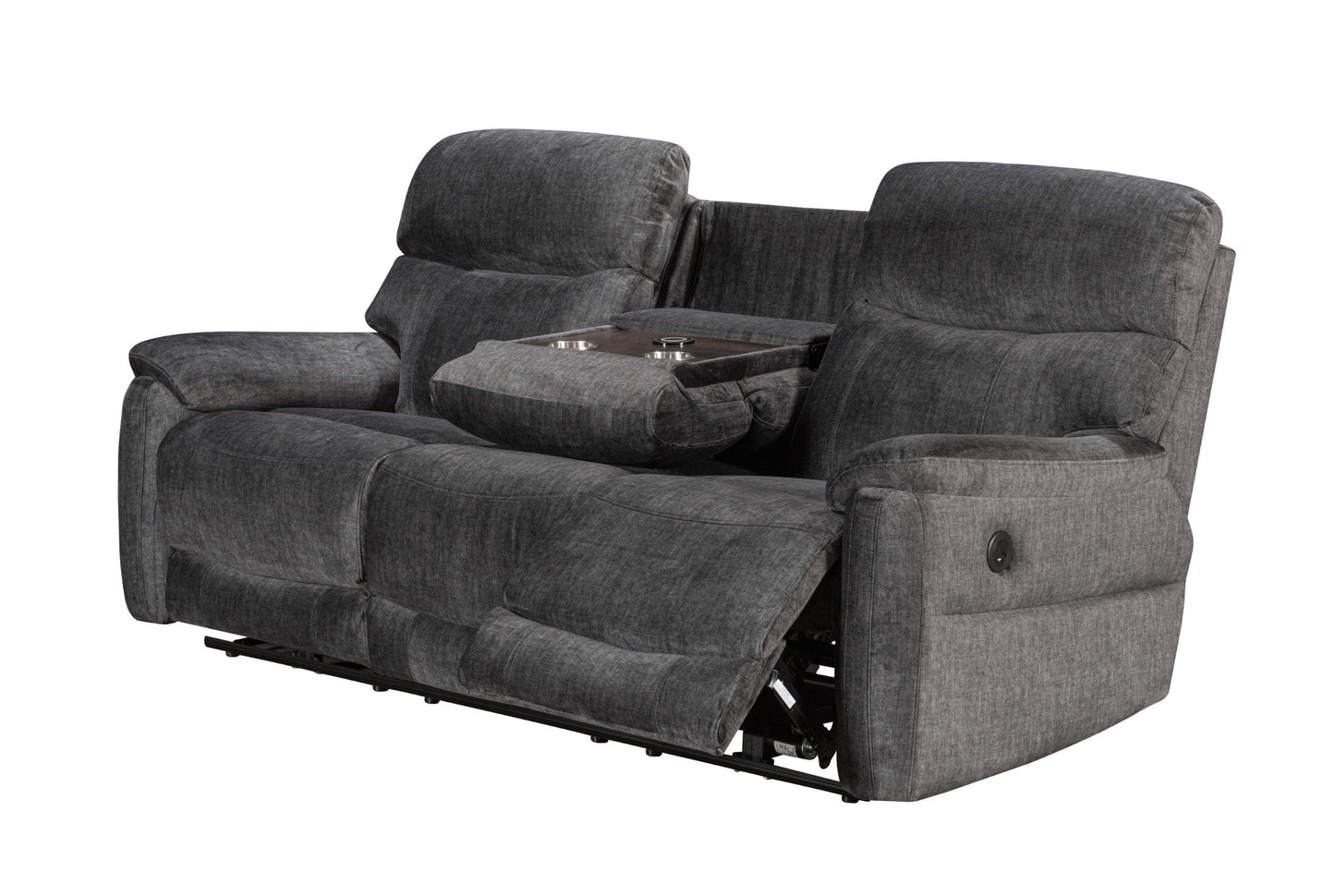 DFS Grey Aquaclean Vogue Fabric Electric Reclining Sofa Range With Fold Down Tray Table & Wireless Charger