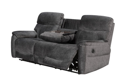 DFS Grey Aquaclean Vogue Fabric Electric Reclining Sofa Range With Fold Down Tray Table & Wireless Charger