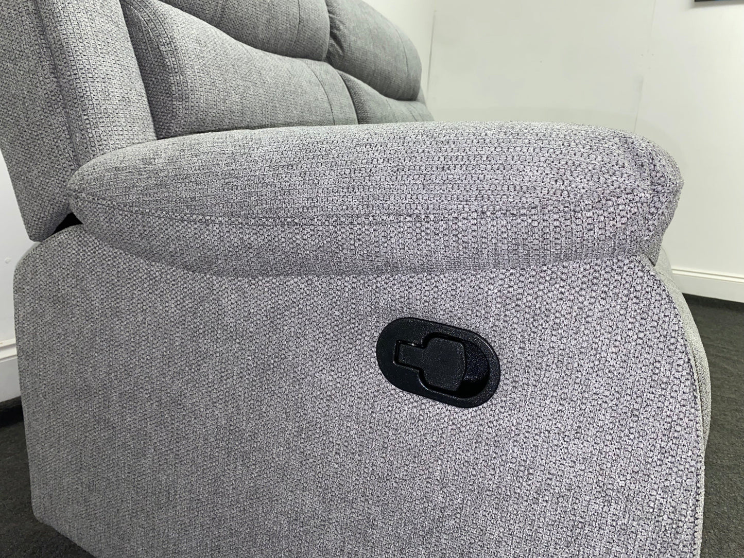 ‘Lewson’ Grey Fleck Fabric Recliner 2 + 1 + 1 Seater Sofa & Armchair Suite Set | Couch |