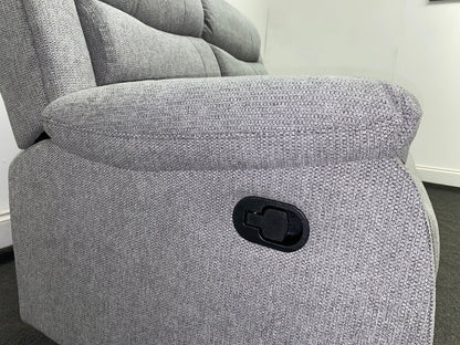 ‘Lewson’ Grey Fleck Fabric Recliner 2 + 1 + 1 Seater Sofa & Armchair Suite Set | Couch |