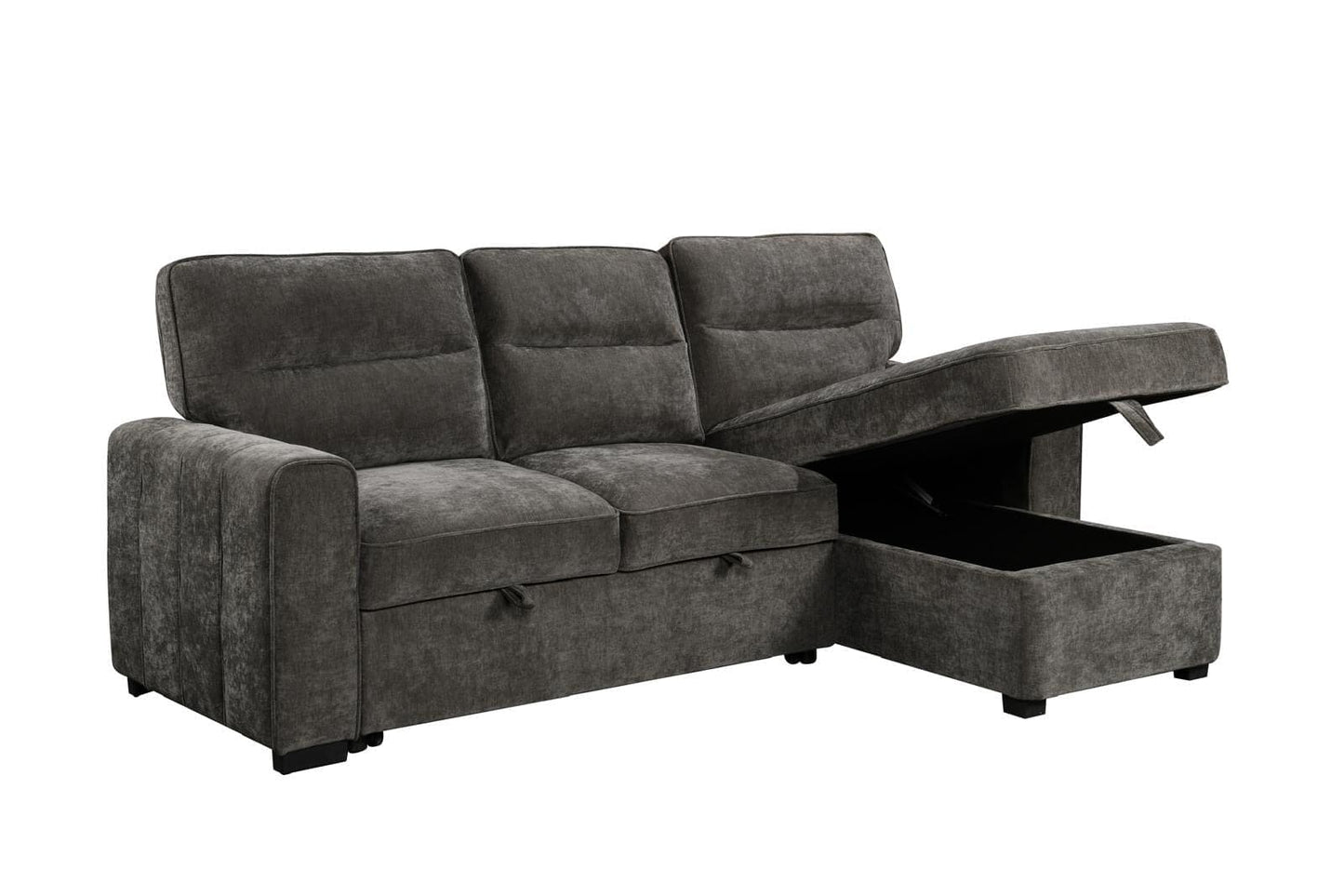(Back in stock 15th August) 'Lionel' Charcoal Grey Fabric Right Hand Facing Corner Sofa Bed With Storage