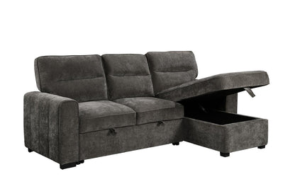(Back in stock 15th August) 'Lionel' Charcoal Grey Fabric Right Hand Facing Corner Sofa Bed With Storage