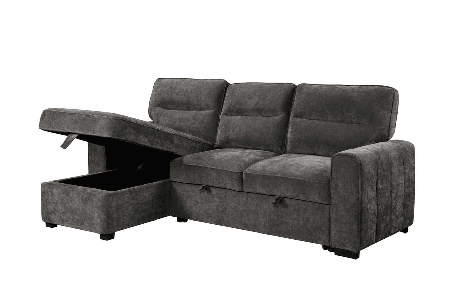(Back in stock 15th August) 'Lionel' Charcoal Grey Fabric Left Hand Facing Corner Sofa Bed With Storage