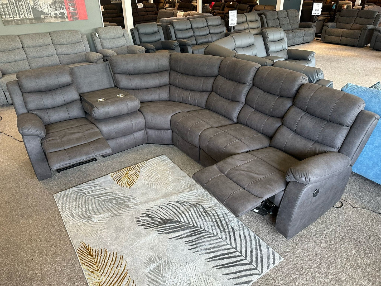 "Willow" Dark Grey Easy Clean Fabric Large 3C2 Recliner Modular Corner Sofa | Couch |