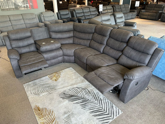"Willow" Dark Grey Easy Clean Fabric Large 3C2 Recliner Modular Corner Sofa | Couch |