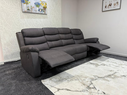 Willow Grey Easy Clean Fabric 4 Seater Sofa | Fold Down Tray Table, High Headrest & Seating Position Couch