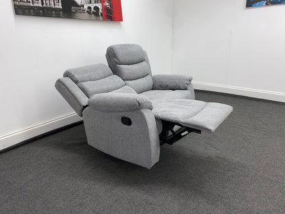 ‘Lewson’ Grey Fleck Fabric Recliner 2 + 1 + 1 Seater Sofa & Armchair Suite Set | Couch |