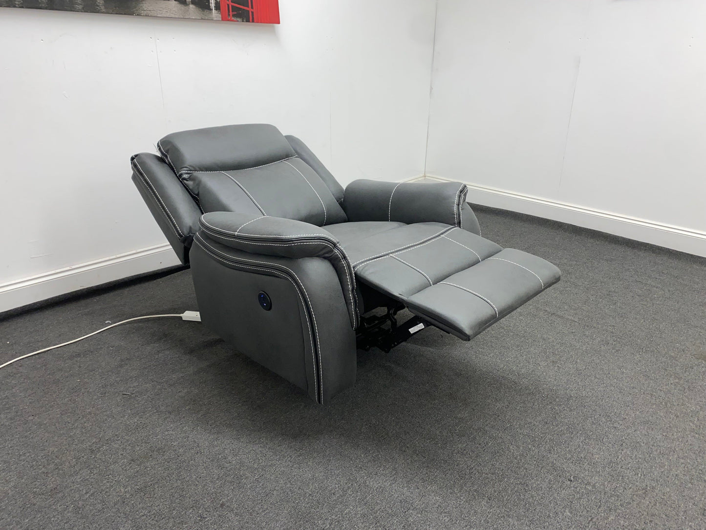 " Mason" All Electric Reclining New Grey Microfibre Fabric 3+1+1 Seater Power Recliner Sofa Suite Set With USB Ports | Couch |