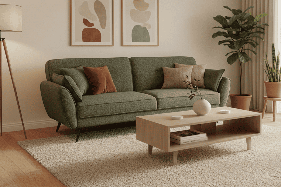 Athens Green Fabric 3 Seater Sofa Bed With Click-Clack Design