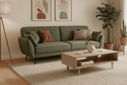 Athens Green Fabric 3 Seater Sofa Bed With Click-Clack Design