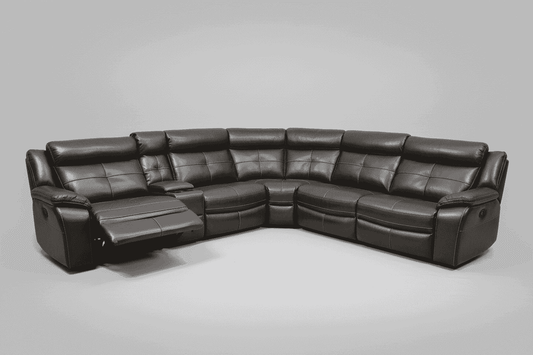 Parker Grey Leather Electric Recliner  Corner Sofa - Thick Leather & USB Charging Ports