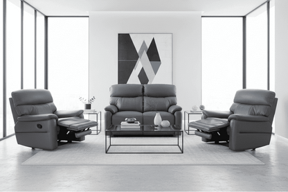 DFS Grey MILANO Leather Electric Reclining 2 + 1 + 1 Seater Sofa Suite Set + USB Ports