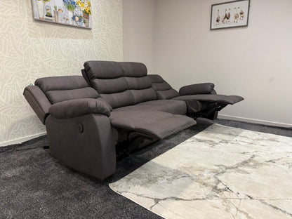 Willow Grey Easy Clean Fabric 4 Seater Sofa | Fold Down Tray Table, High Headrest & Seating Position Couch