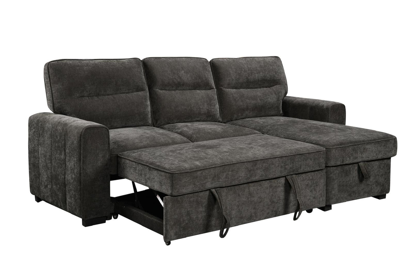(Back in stock 15th August) 'Lionel' Charcoal Grey Fabric Right Hand Facing Corner Sofa Bed With Storage