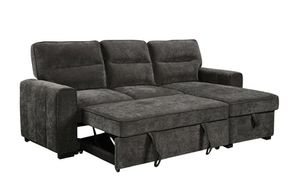 (Back in stock 15th August) 'Lionel' Charcoal Grey Fabric Right Hand Facing Corner Sofa Bed With Storage