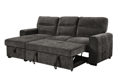 (Back in stock 15th August) 'Lionel' Charcoal Grey Fabric Left Hand Facing Corner Sofa Bed With Storage