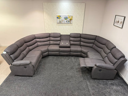 Large Willow Grey Fabric U Shape Corner Sofa With Fold down Tray Table