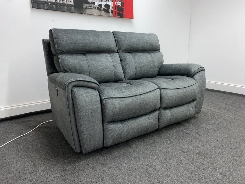 Portebello Electric Recliner Grey Fabric 2 Seater Sofa Sofas