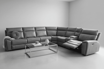 "Ronan" Large 3c2c Reversible Leather Corner Sofa With Drinks Cooling Cupholders & USB Charging Ports