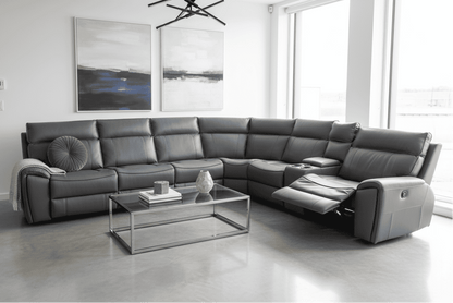 "Ronan" Large 3c2c Reversible Leather Corner Sofa With Drinks Cooling Cupholders & USB Charging Ports
