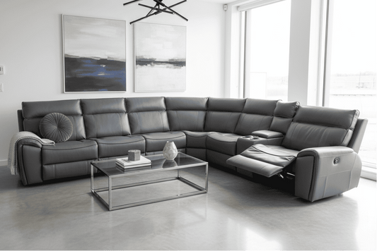 "Ronan" Large 3c2c Reversible Leather Corner Sofa With Drinks Cooling Cupholders & USB Charging Ports