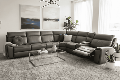 "Ronan" Large 3c2c Reversible Leather Corner Sofa With Drinks Cooling Cupholders & USB Charging Ports