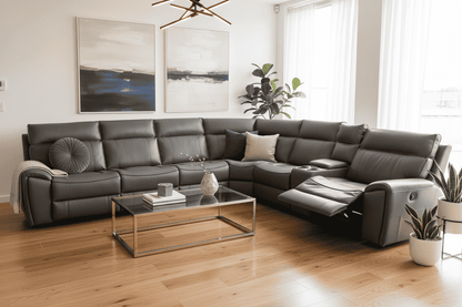 "Ronan" Large 3c2c Reversible Leather Corner Sofa With Drinks Cooling Cupholders & USB Charging Ports