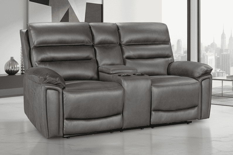 DFS Lawson Grey Easy Clean Fabric Electric Reclining 2 Seater Sofa With Drinks Console + USB Charging Ports & Drinks Coolers