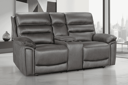 DFS Lawson Grey Easy Clean Fabric Electric Reclining 2 Seater Sofa With Drinks Console + USB Charging Ports & Drinks Coolers
