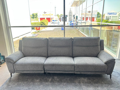 DFS STOWEN - Charcoal Grey Fabric Electric Reclining 5 Seater + Armchair Sofa Suite Set | USB Ports | Space Saving Recliner