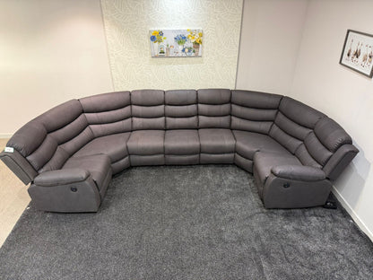 Willow Grey Fabric U Shape Corner Sofa With Drinks console & Fold down Tray Tables