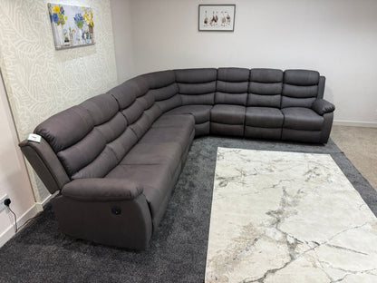 "Willow" Dark Grey Fabric 4C3 Recliner Corner Sofa | 2 x Drinks Tray Tables | Easy Clean Fabric | Modular