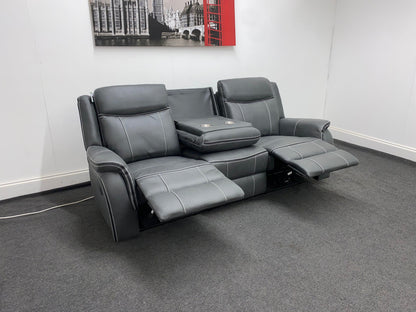 " Mason" All Electric Reclining New Grey Microfibre Fabric 3+1+1 Seater Power Recliner Sofa Suite Set With USB Ports | Couch |