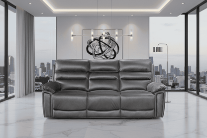 DFS Lawson Grey Easy Clean Fabric Electric Reclining 3 Seater Sofa With USB Charging Ports & Drop Down Tray Table