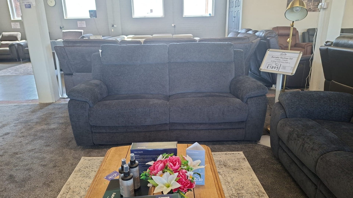 DFS Barratt Clearance -  Electric Reclining 3 Seater + 2 Seater Sofa Set in Charcoal Grey Fabric With USB Charging Ports (Copy)