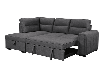(Back in stock 15th August) 'Musk' Dark Grey Fabric Left Hand Facing Corner Sofa Bed With Storage & Drinks Holder