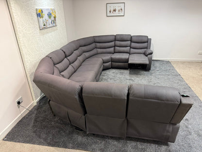 Large Willow Grey Fabric U Shape Corner Sofa With Fold down Tray Table