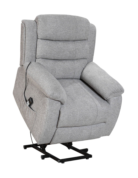 Dual Motor Lewson Grey Fabric Rise & Recliner 1 Seater Sofa / Armchair