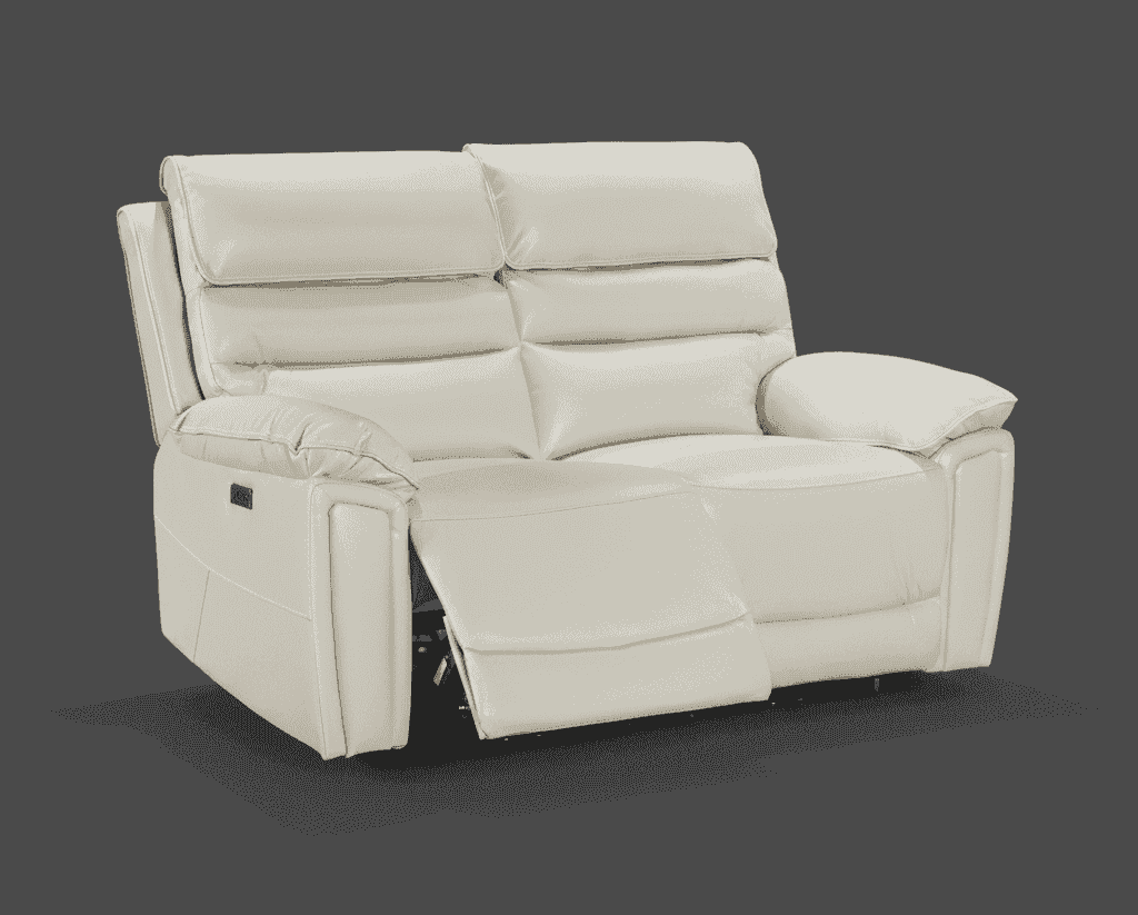 DFS Lawson Ivory Cream Leather Electric Reclining 3 Seater + 2 Seater + Armchair Sofa Set With USB Charging Ports & Drop Down Tray Table