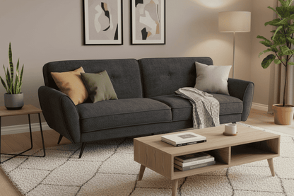 (Back In Stock 30th Sept) Athens Dark Grey Fabric 3 Seater Sofa Bed With Click-Clack Design